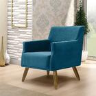 Poltrona Diva Pés Madeira Veludo Azul