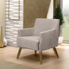 Poltrona Diva Pés Madeira Veludo Matelassê Bege