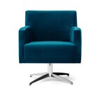Poltrona Diva Veludo Azul B-170 Base Giratória Metálica Evo -