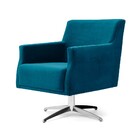 Poltrona Diva Veludo Azul B-170 Base Giratória Metálica Evo -