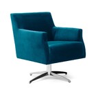 Poltrona Diva Veludo Azul B-170 Base Giratória Metálica Evo -