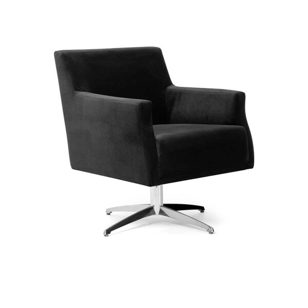 Poltrona Diva Veludo Preto D-99 Base Giratória Metálica Evo -