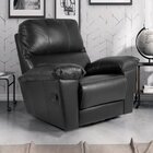 Poltrona Do Papai De Couro Legítimo Reclinável Relax Preto
