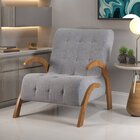 Poltrona Do Papai Em Linho Pés Em Mdf Garden Mel/inox