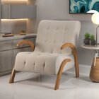 Poltrona Do Papai Em Veludo Pés Em Mdf Garden Marfim