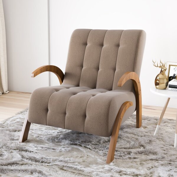 Poltrona Do Papai Em Veludo Pés Em Mdf Garden Tabaco