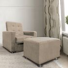 Poltrona Do Papai Kamila Retrátil Reclinável Puff Suede Bege