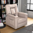 Poltrona Do Papai Ken 90cm Reclinável Elétrica Courino Bege -