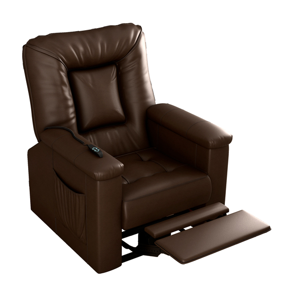 Poltrona Do Papai Ken 90cm Reclinável Elétrica Courino Marrom