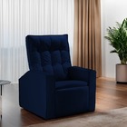 Poltrona Do Papai Reclinável Azul Em Veludo Berlian