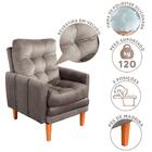 Poltrona Do Papai Reclinável Com Puff Veludo Bege Veneza Bout