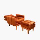 Poltrona Do Papai Reclinável Com Puff Veludo Laranja Veneza B