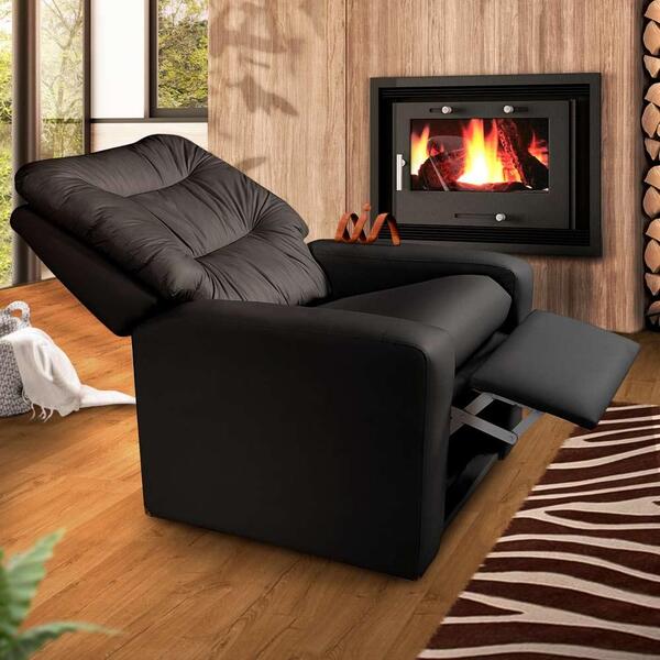 Poltrona Do Papai Reclinável Corino Preto Pequim Shop Jm