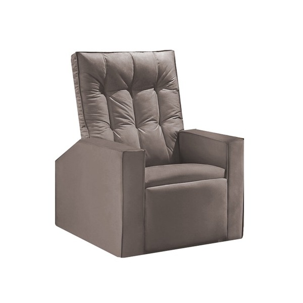 Poltrona Do Papai Reclinável Cru Em Veludo Berlian