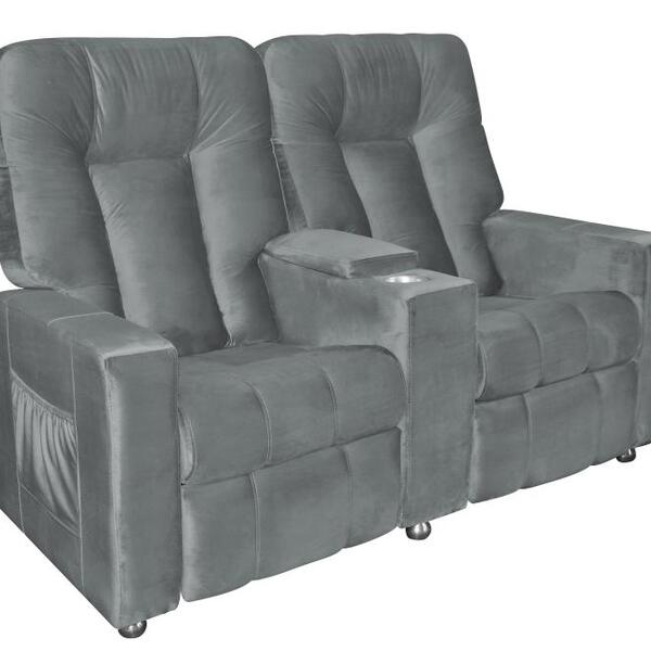 Poltrona Do Papai Reclinável Dupla Jetta - Veludo Chumbo