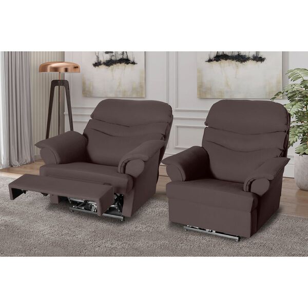 Poltrona Do Papai Reclinável Elétrica Alana J01 Suede Marrom