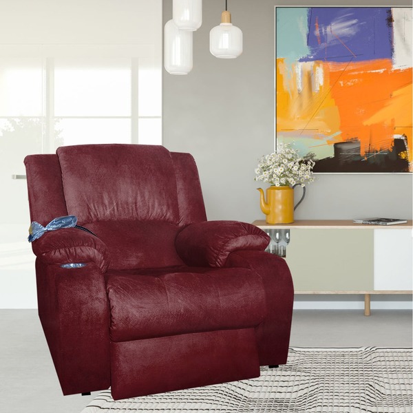 Poltrona Do Papai Reclinável Elétrica Em Suede Barao Bordo