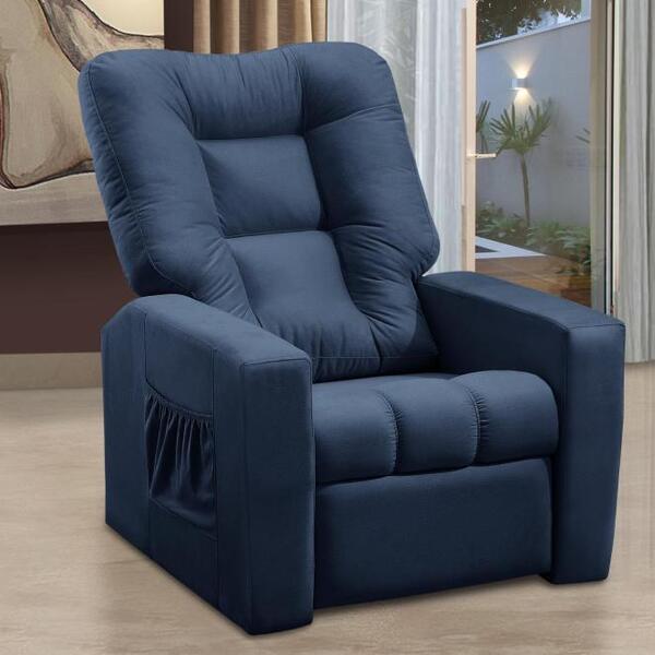 Poltrona Do Papai Reclinável Ibiza Suede Azul Mirra Decor