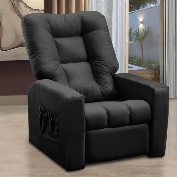 Poltrona Do Papai Reclinável Ibiza Suede Preto Mirra Decor