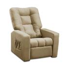 Poltrona Do Papai Reclinável Itália Corino Bege Adonai Estofa