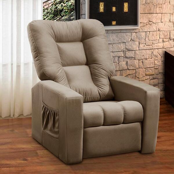 Poltrona Do Papai Reclinável Itália Suede Cappuccino Adonai E