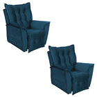 Poltrona Do Papai Reclinável Kit 2 Ruthi Veludo L05 - D'rossi