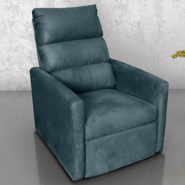 Poltrona Do Papai Reclinável Leon Suede Petróleo