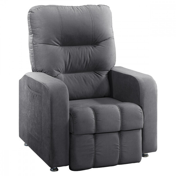 Poltrona Do Papai Reclinavel Maldivas Tecido Veludo Chumbo