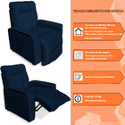 Poltrona Do Papai Reclinável Manual Comfort Veludo Azul Marin