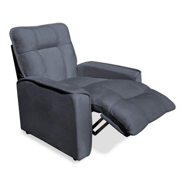 Poltrona Do Papai Reclinável Manual Comfort Veludo Cinza - Mo