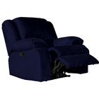 Poltrona Do Papai Reclinável Manual Magnum Veludo Azul Clássi