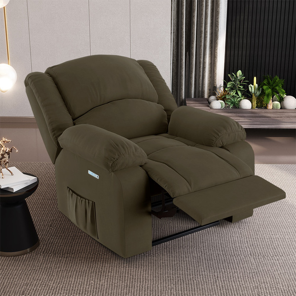 Poltrona Do Papai Reclinável Melim Elétrica Led Veludo Fh1 -