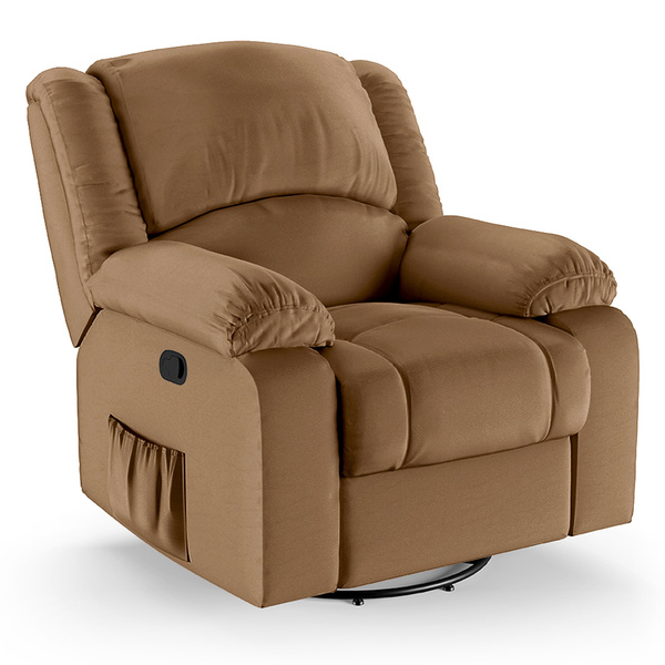 Poltrona Do Papai Reclinável Melim Glider Giratória Pu Carame