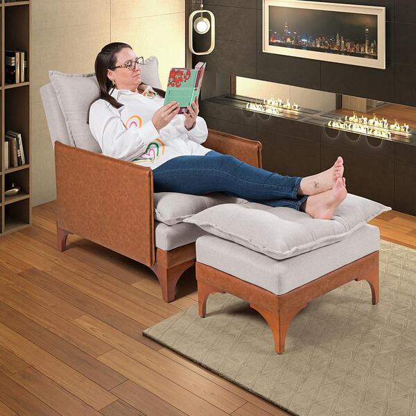 Poltrona Do Papai Reclinável Munique Linho/courissímo Palha