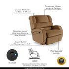 Poltrona Do Papai Reclinável Napoli Glider Giratória Usb Pu C