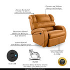 Poltrona Do Papai Reclinável Napoli Glider Giratória Usb Pu W