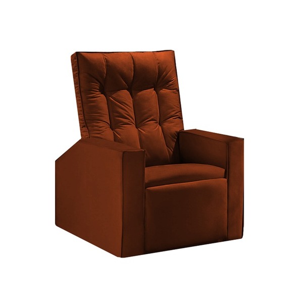 Poltrona Do Papai Reclinável Ocre Em Veludo Berlian