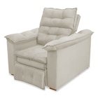 Poltrona Do Papai Reclinável Retrátil Roma Veludo Bege - Loja
