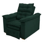 Poltrona Do Papai Reclinável Retrátil Roma Veludo Verde Escur