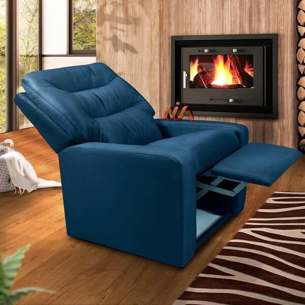 Poltrona Do Papai Reclinável Velveteen Azul Pequim Shop Jm