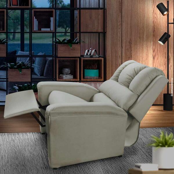 Poltrona Do Papai Retrátil E Reclinável Suede Bege Supreme Pr