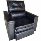 Poltrona Do Papai Retrátil Reclinável Tecido Sintético Preto