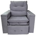 Poltrona Do Papai Retrátil Reclinável Veludo Cinza Conforto
