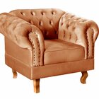 Poltrona Dom Pedro Chesterfield Retrô Decorativa Terracota