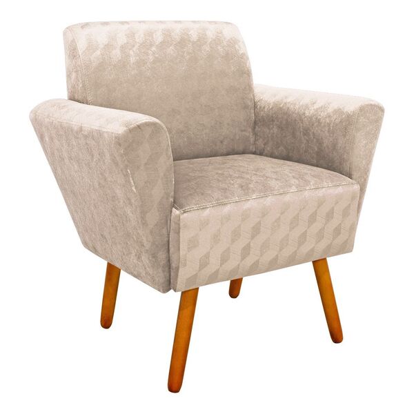 Poltrona Dora Acetinado Pés Palito Castanho D'rossi - Bege Tr