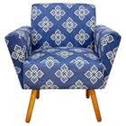 Poltrona Dora Com Puff Estampado Floral Bordado Pés Palito