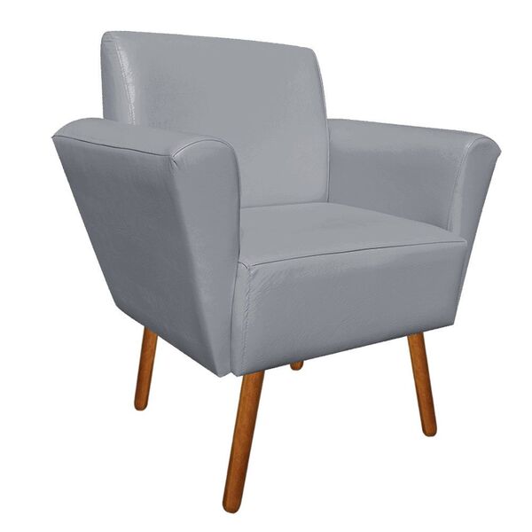 Poltrona Dora Corino Pés Palito Castanho D'rossi - Cinza