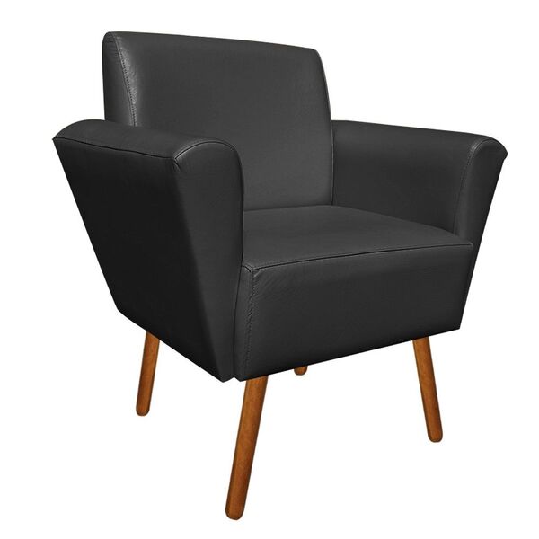 Poltrona Dora Corino Pés Palito Castanho D'rossi - Preto