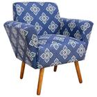Poltrona Dora Estampado Floral Bordado D54 Pés Palito