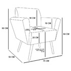 Poltrona Dora Estampado Folhas D68 Com Veludo Bege Pés Palito